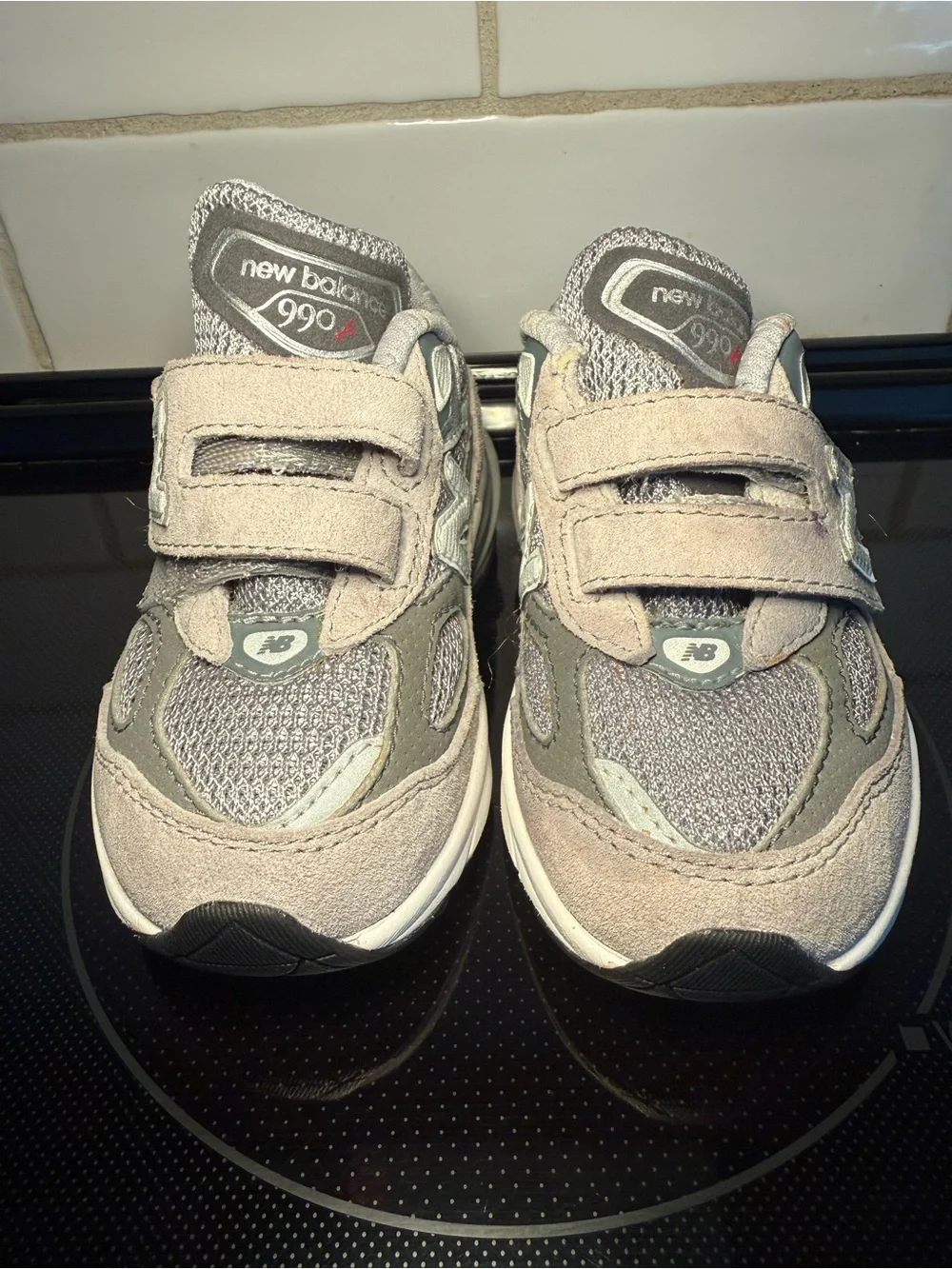New Balance Kids Gray Velcro Athletic Sneakers